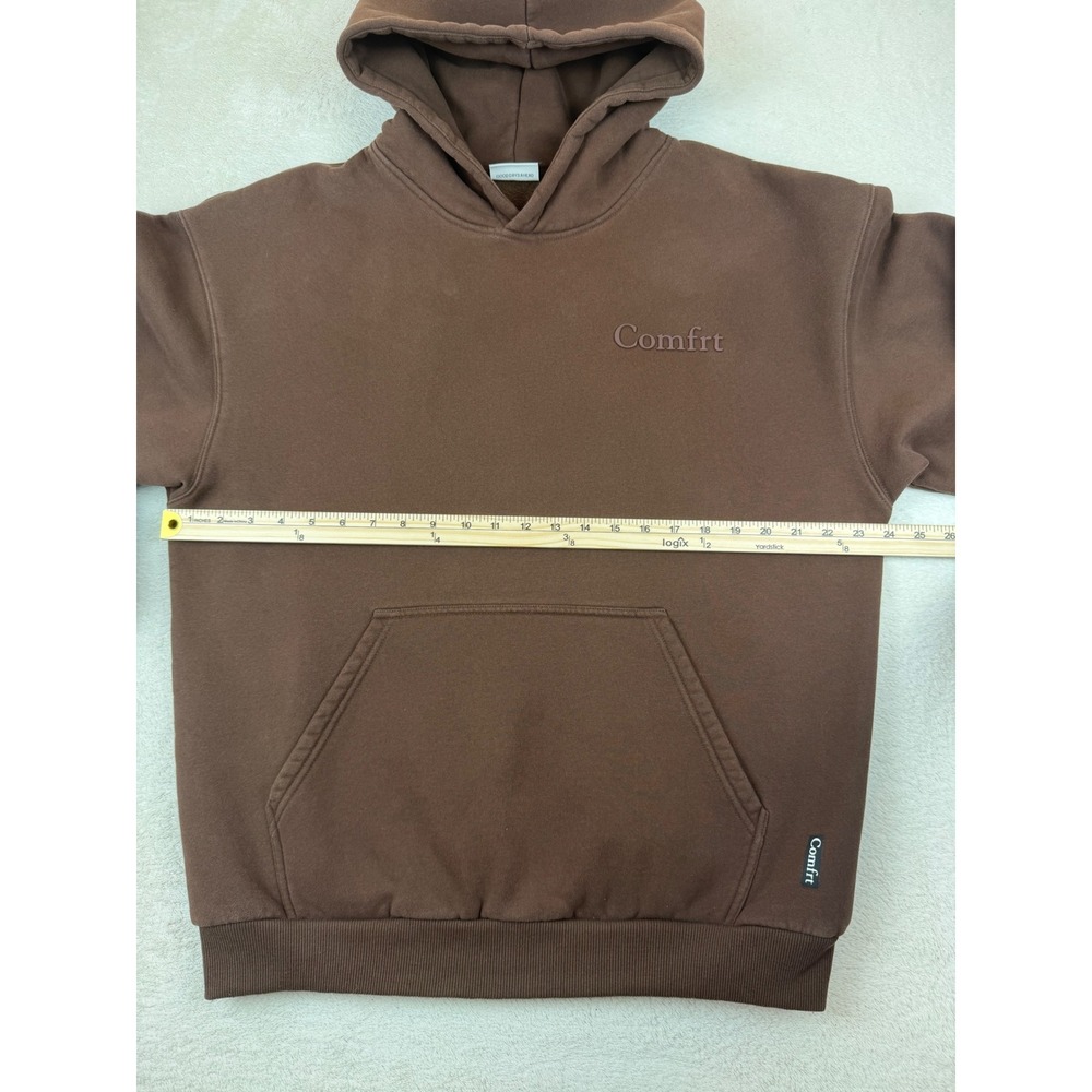 Comfrt Hoodie Chocolate Brown Heavyweight Fleece Pullover Mens L Puff Logo - Picture 13 of 15